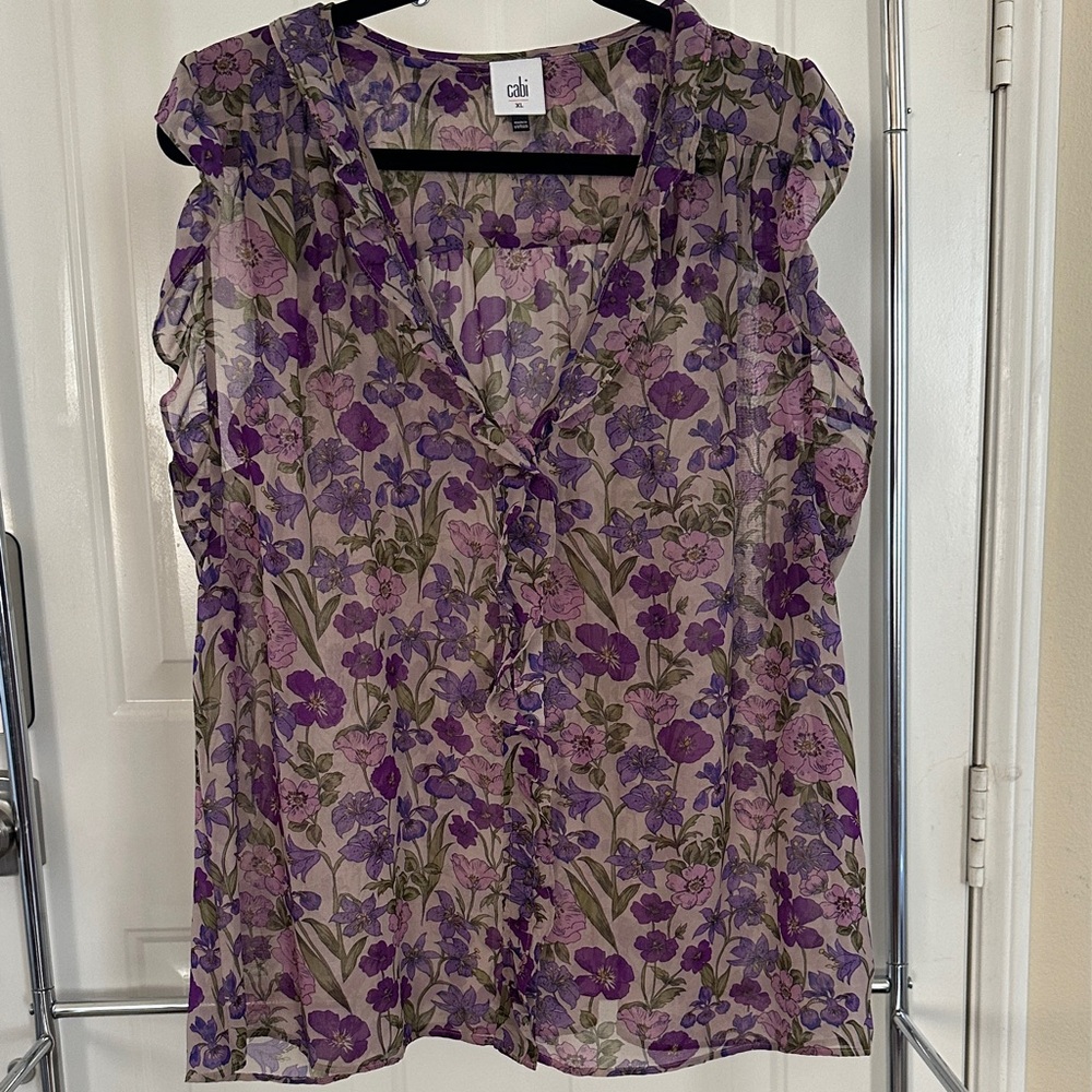 CAbi Multicolor Floral Blouse